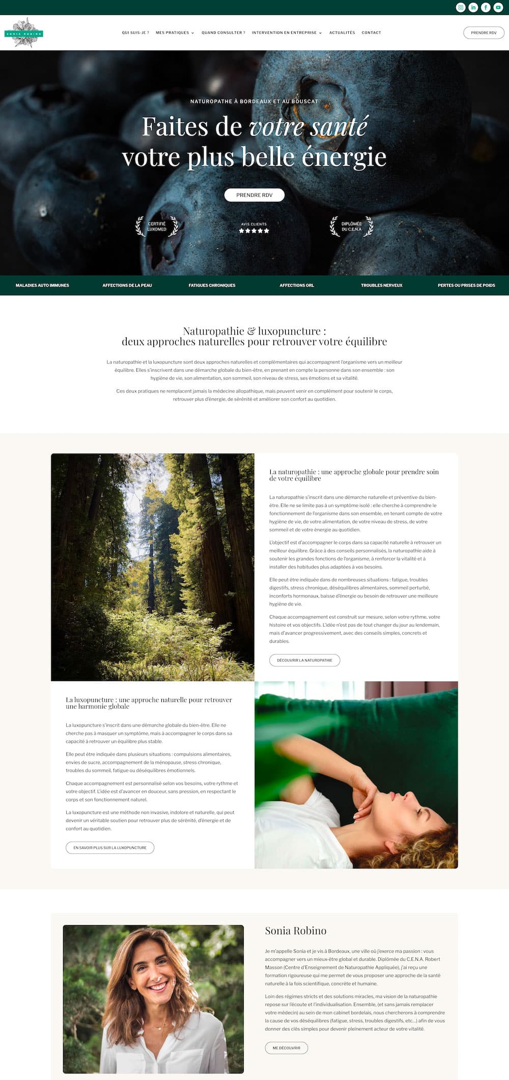 Site internet Sonia Robino Naturopathe réalisé par Gaetan Saint Georges